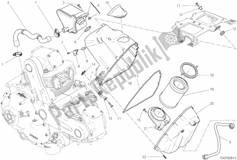 All parts for the Air Intake - Oil Breather of the Ducati Monster 797 Thailand USA 2019